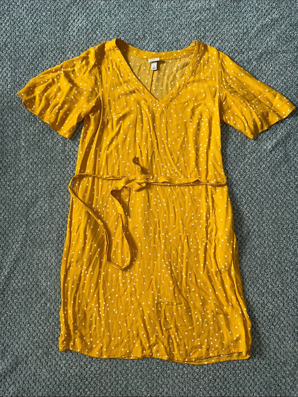a new day Yellow Polka Dot Top with V-Neck